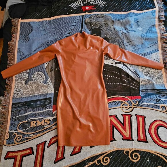 SKIMS Latex Long Sleeve Dress - Bronze - Medium - Picture 5 of 7